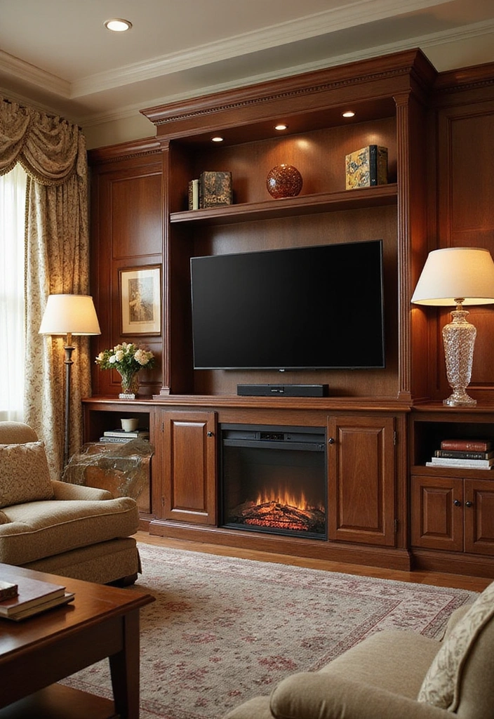 27 Small Living Room Ideas with TV and Fireplace - 19. Classic Elegance
