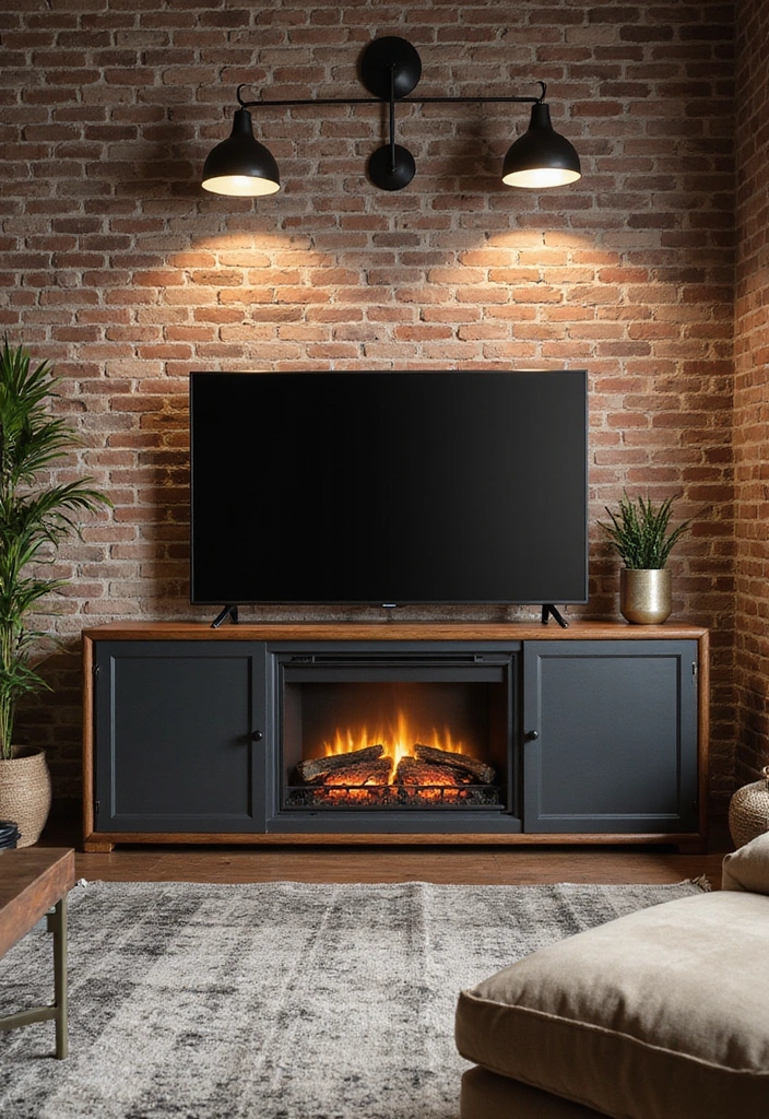 27 Small Living Room Ideas with TV and Fireplace - 8. Urban Chic