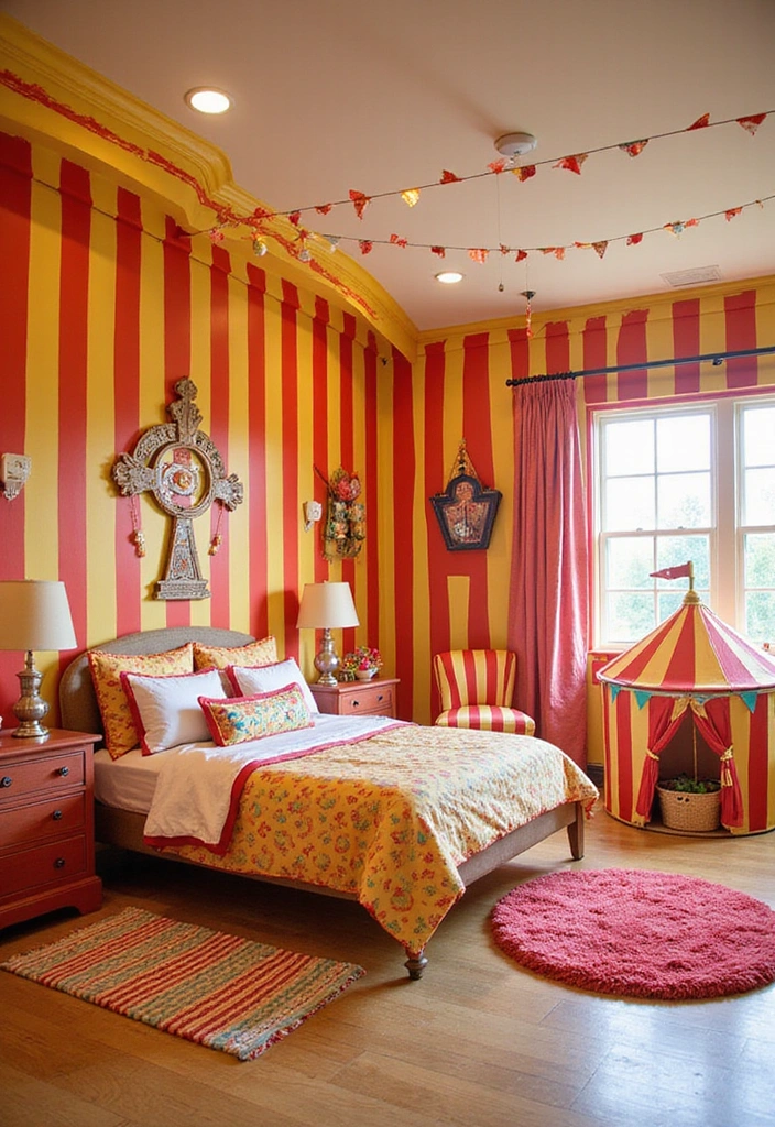 27 Toddler Girl Bedroom Ideas - 12. Playful Circus Theme
