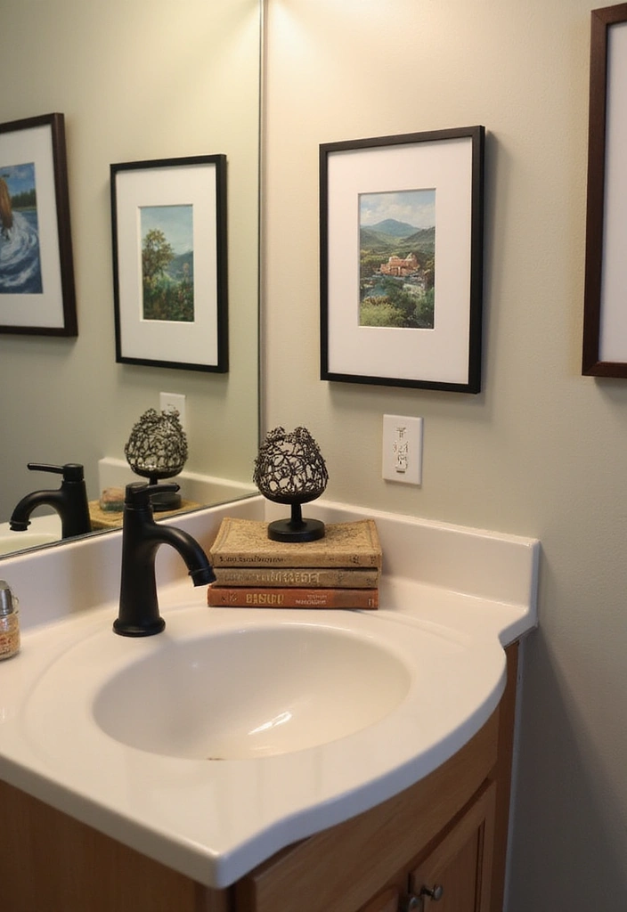 28 Bathroom Counter Decor Ideas - 10. Artistic Displays