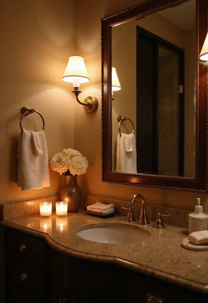 28 Bathroom Counter Decor Ideas - 16. Layered Lighting