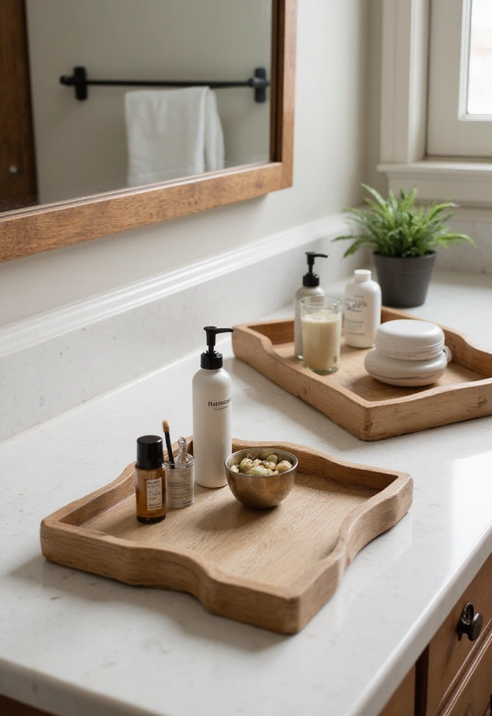 28 Bathroom Counter Decor Ideas - 19. Unique Display Trays
