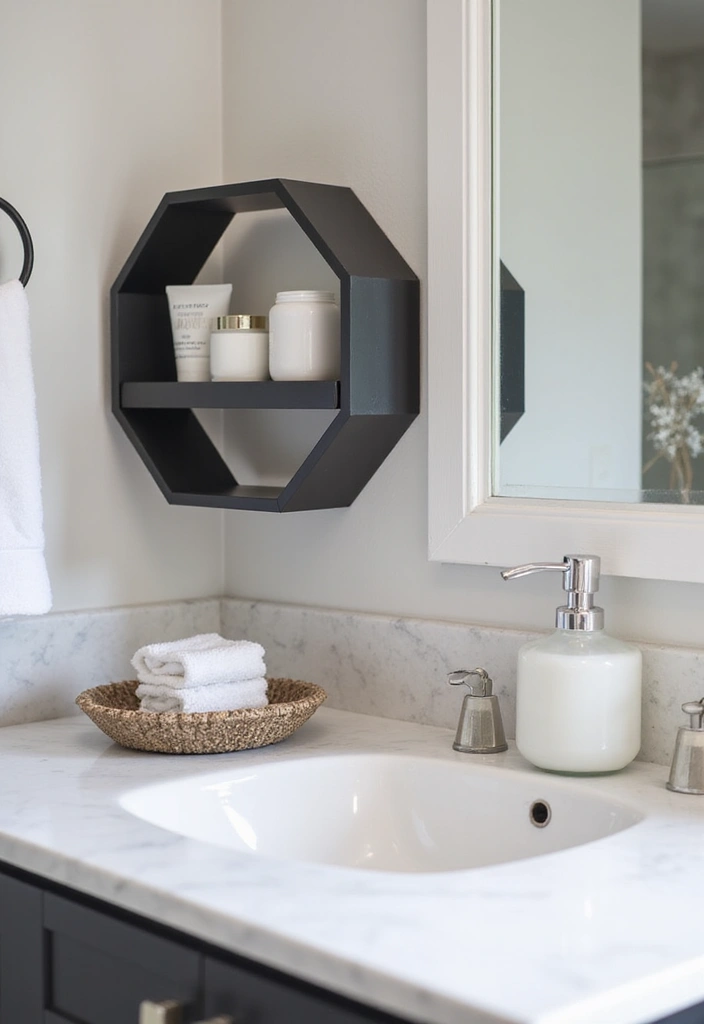 28 Bathroom Counter Decor Ideas - 4. Trendy Geometric Shapes