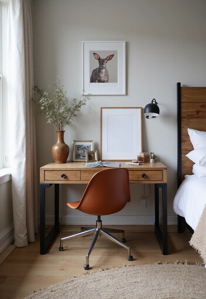28 Black and Rust Bedroom Ideas for Eclectic Industrial Home Decor - 13. Functional Desks