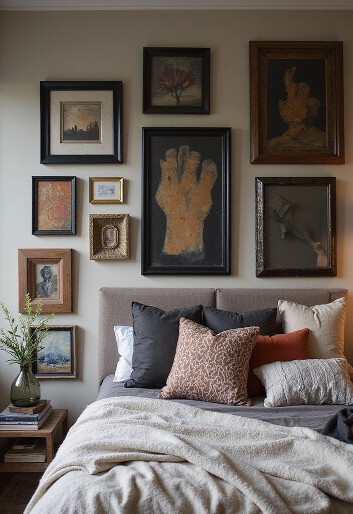 28 Black and Rust Bedroom Ideas for Eclectic Industrial Home Decor - 5. Artwork and Wall Decor