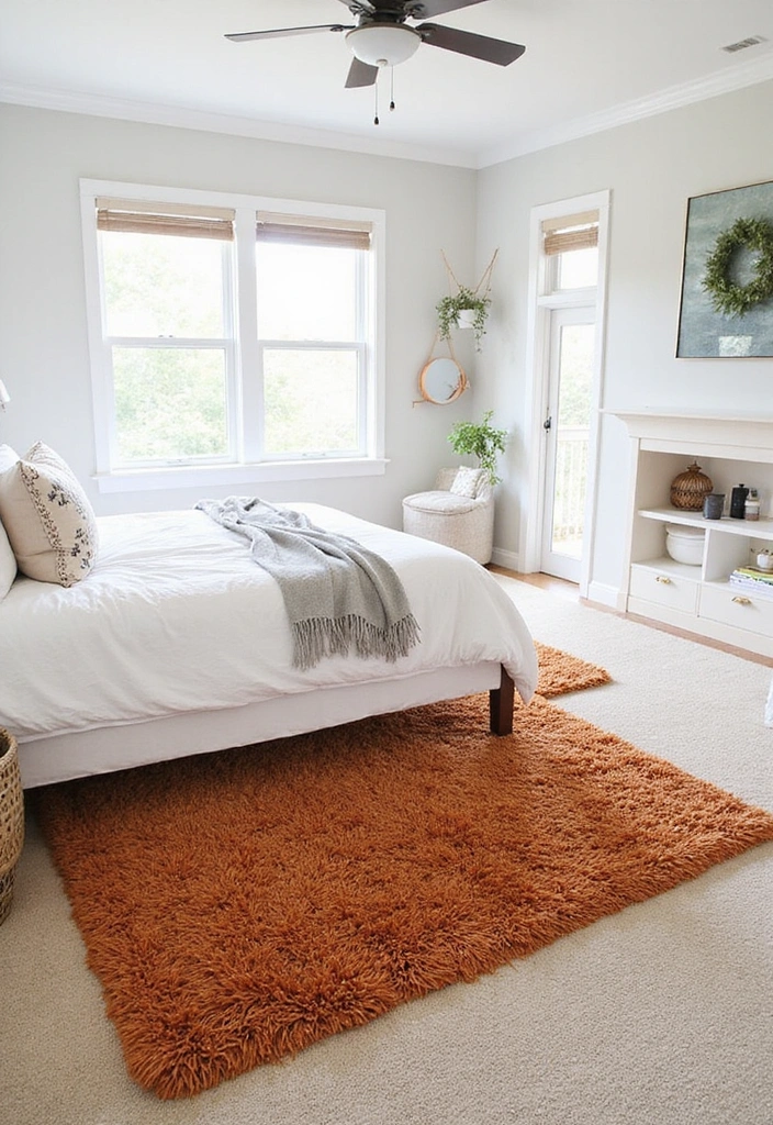 28 Black and Rust Bedroom Ideas for Eclectic Industrial Home Decor - 7. Layered Rugs for Texture