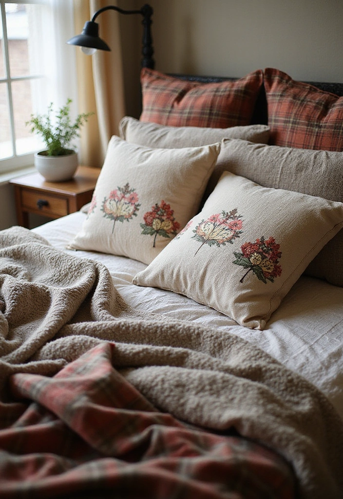 28 Brown Bedroom Ideas: Rustic Charm Awaits - 10. Rustic Bed Linens