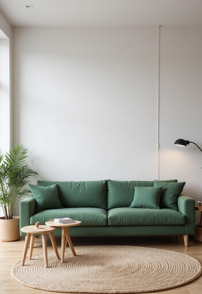 28 Green Couch Living Room Ideas - 8. Chic Scandi Style
