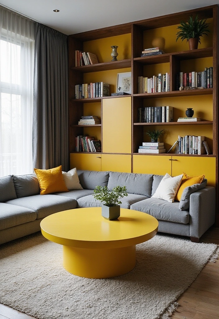 28 Grey and Yellow Living Room Ideas - 6. Bold Furniture Choices