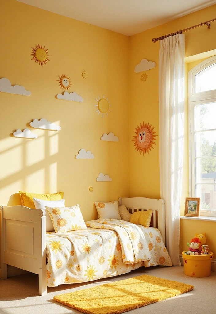 28 Toddler Boy Bedroom Ideas - 19. Bright and Cheerful Sunshine Theme
