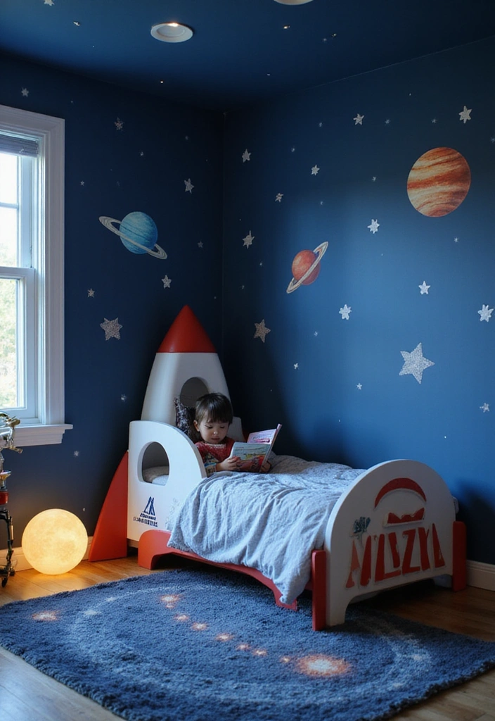 28 Toddler Boy Bedroom Ideas - 2. Space Explorer Dreamscape