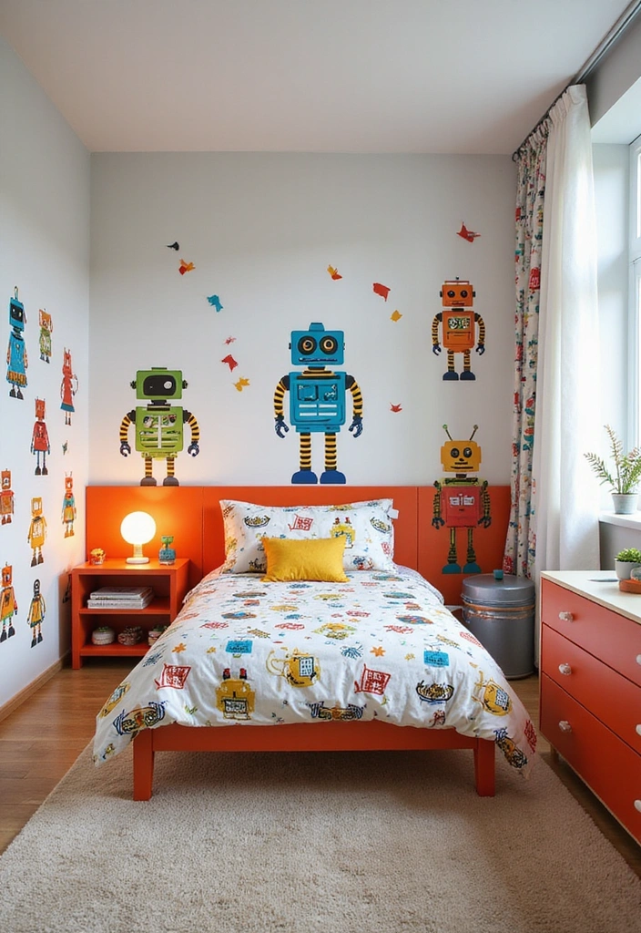 28 Toddler Boy Bedroom Ideas - 21. Fun and Funky Robot Theme