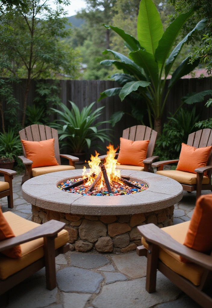 28 Driveway Landscaping Ideas for a Tropical Garden Design - 20. Outdoor Fire Pits