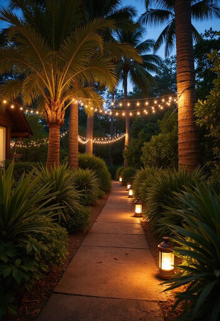 21 Simple Front Yard Landscaping Ideas for Tropical Outdoor Spaces - 8. Outdoor Lighting