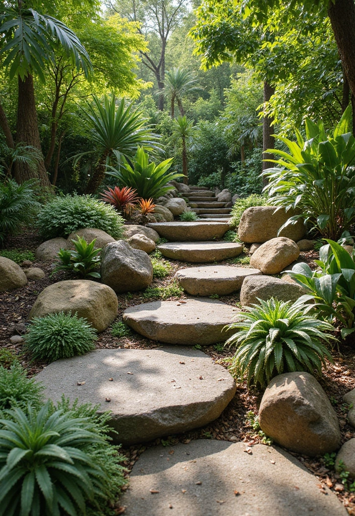 28 Driveway Landscaping Ideas for a Tropical Garden Design - 1. Tropical Rock Gardens