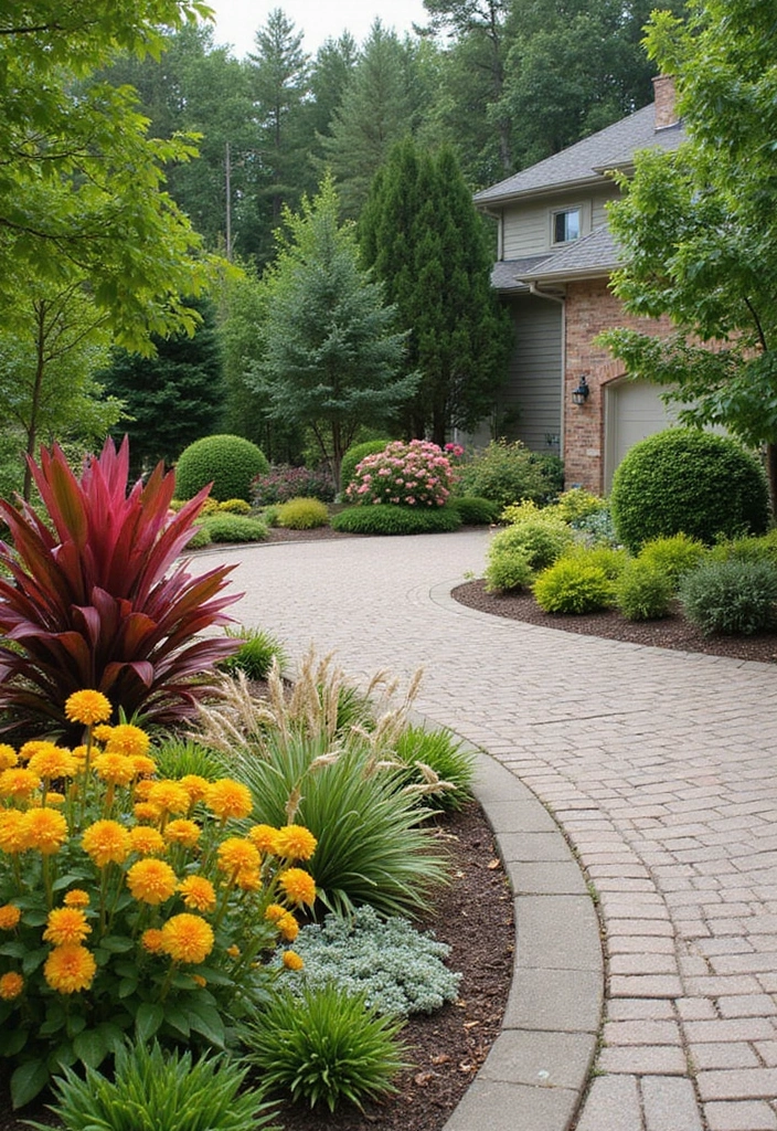 28 Driveway Landscaping Ideas for a Tropical Garden Design - 21. Seasonal Plant Rotation