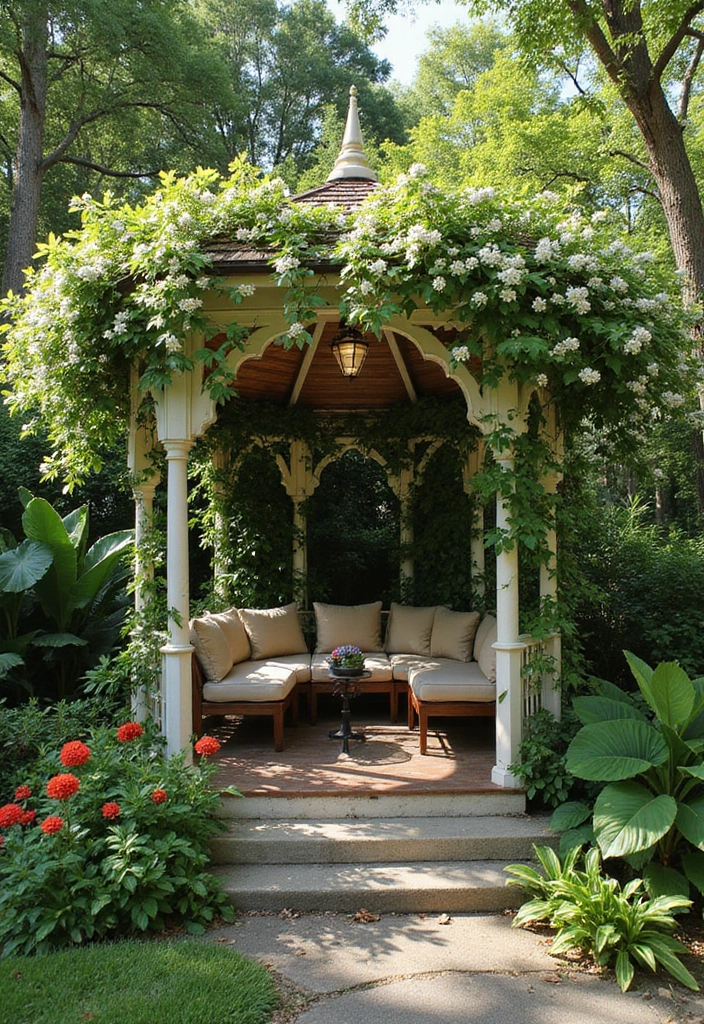28 Driveway Landscaping Ideas for a Tropical Garden Design - 13. Pergolas or Gazebos