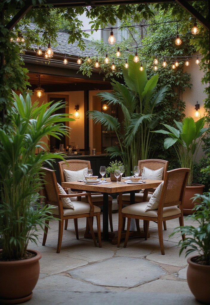 23 Florida Tropical Landscaping Ideas for Your Home - 20. Outdoor Dining Areas