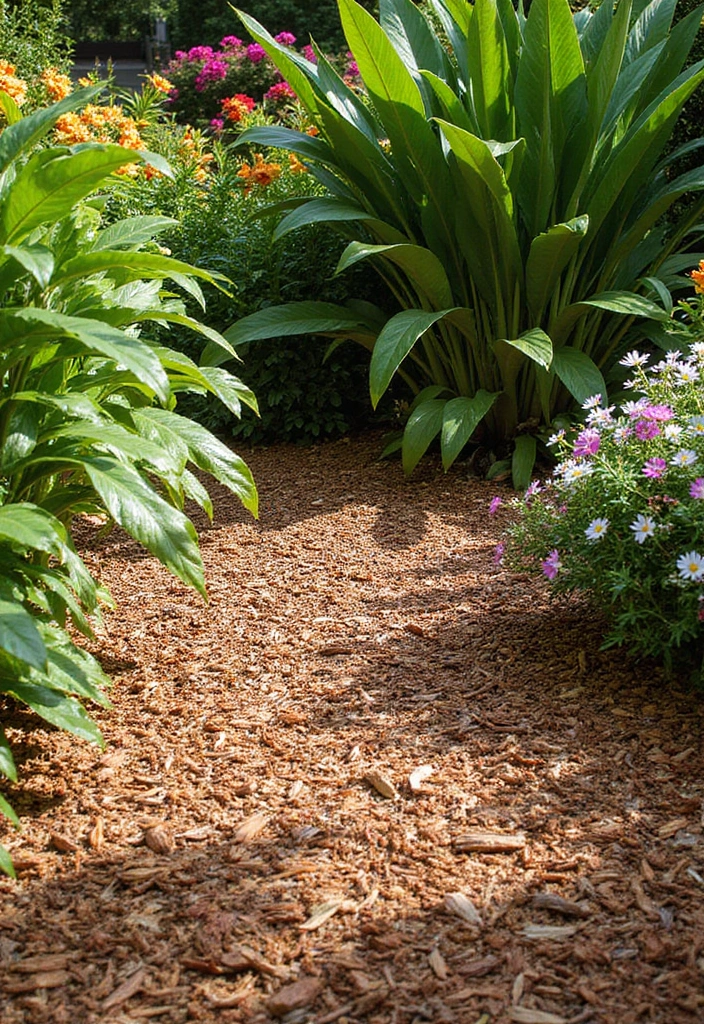 28 Driveway Landscaping Ideas for a Tropical Garden Design - 12. Decorative Mulch